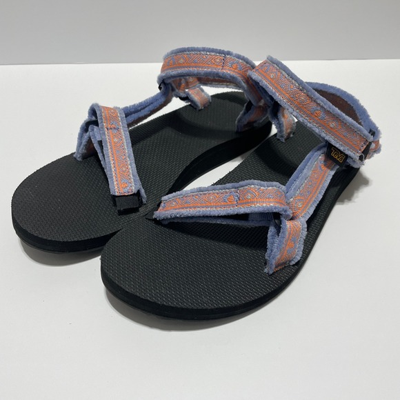 Teva Original Universal Sandals Womens 10 Blue Orange Velvet Trim 1106329 - Picture 2 of 6